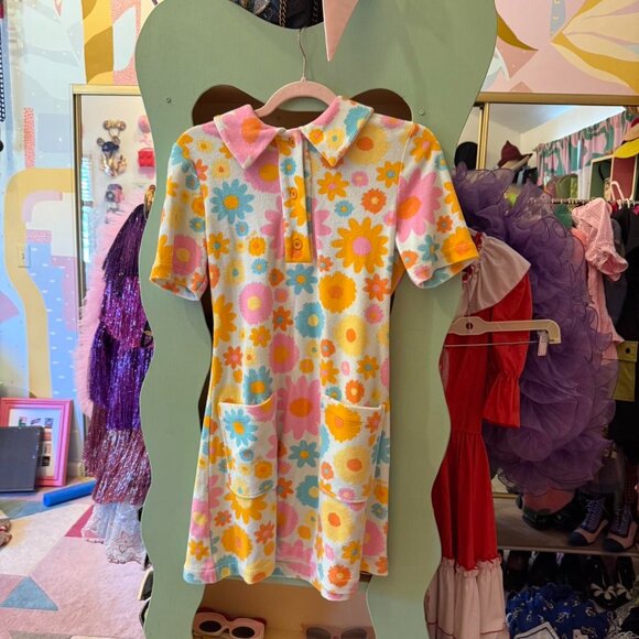 Sretsis white and multi-coloured terry cloth  floral dress size US 4 - Picture 2 of 7